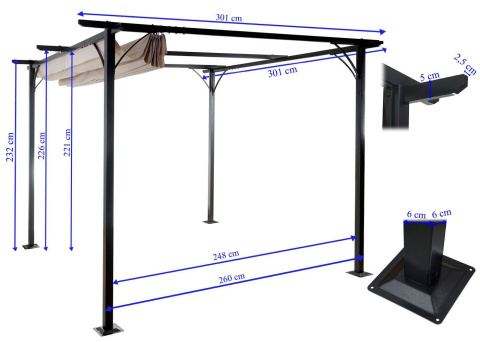 Pawilon ogrodowy 3,5 x 3,5 pergola dach ruchomy Pawilon ogrodowy 3,5 x 3,5 pergola dach ruchomy