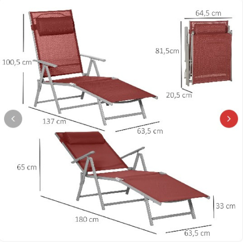 Leżak ogrodowy plażowy składany Leżak ogrodowy plażowy składany