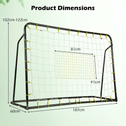 Bramka rebounder 2 w 1 do piłki nożnej 187 cm x 102-122 cm