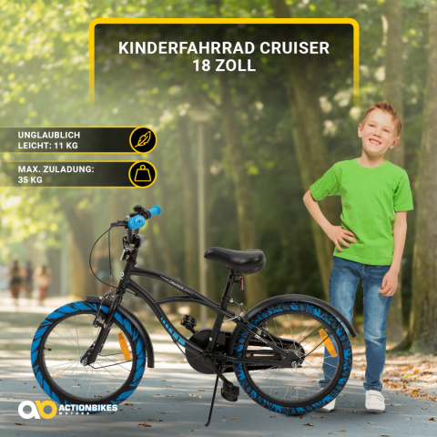 Rower dla dziecka BEACH Cruiser 18 cali CZARNY Rower dla dziecka BEACH Cruiser 18 cali CZARNY