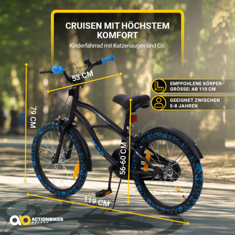 Rower dla dziecka BEACH Cruiser 18 cali CZARNY Rower dla dziecka BEACH Cruiser 18 cali CZARNY