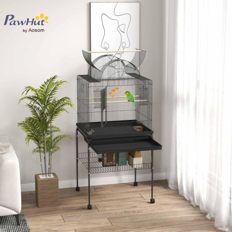 Klatka dla papug z tacą półką miską stalowa 63 x 53 x 144 cm