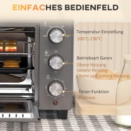 Piekarnik mini 21 l 1400 W 60-minutowy timer mały piekarnik z regulacją temperatury